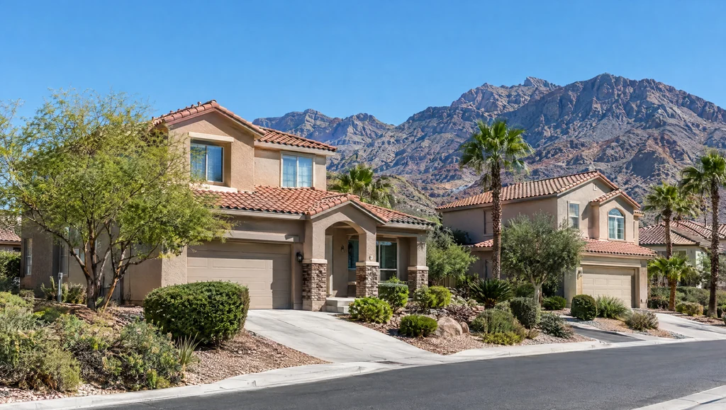 Homes and desert landscaping in Henderson, Nevada