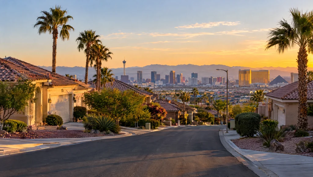 Homes and desert landscaping in Las Vegas, Nevada