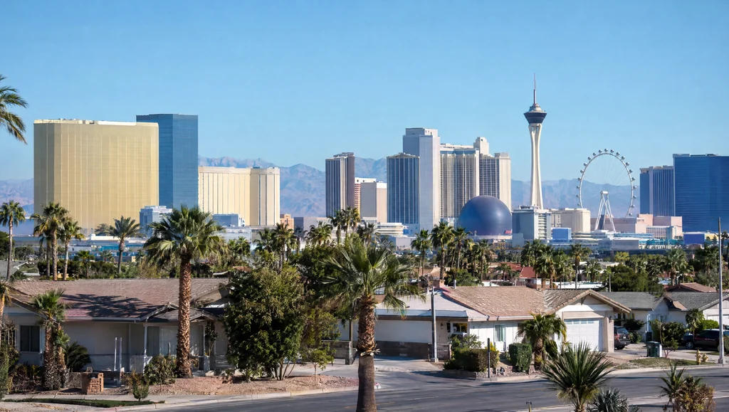 Homes and desert landscaping in Paradise, Nevada