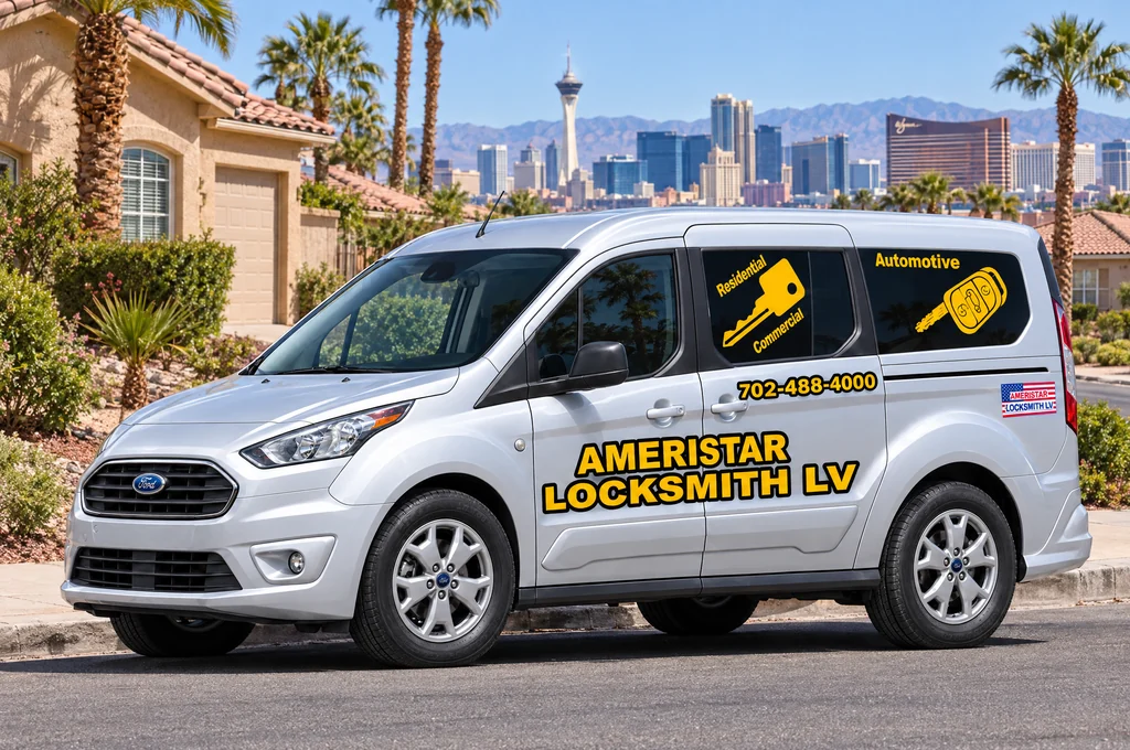 Ameristar locksmith van in a residential setting in Las Vegas, Nevada
