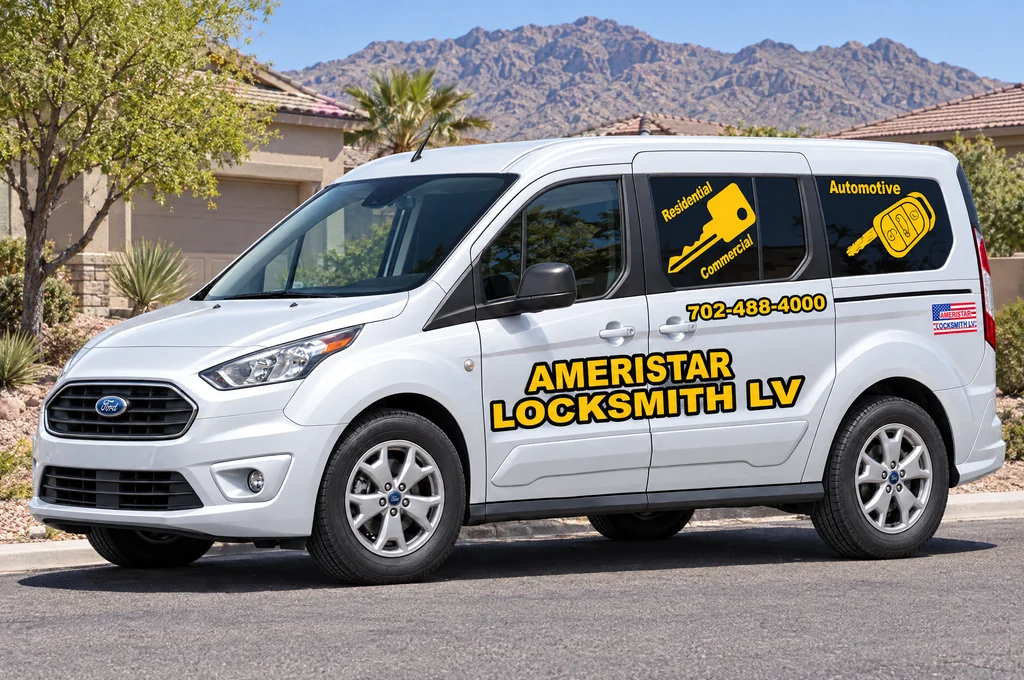 Ameristar locksmith van in a residential setting in North Las Vegas, Nevada Ameristar locksmith van in a residential setting in North Las Vegas, Nevada